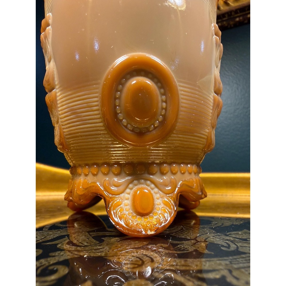 Antique‎ Greentown Dewey Chocolate Slag Glass Creamer c.1898 - Picture 16 of 17